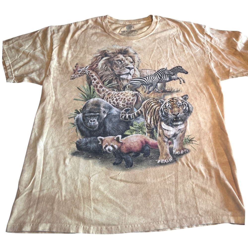 The Mountain Mens XL Wildlife Animal Graphic T-Shirt Lion Gorilla Red Panda